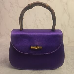 Gucci Vintage Micro Satin Bamboo Top Handle 2-Way Bag
